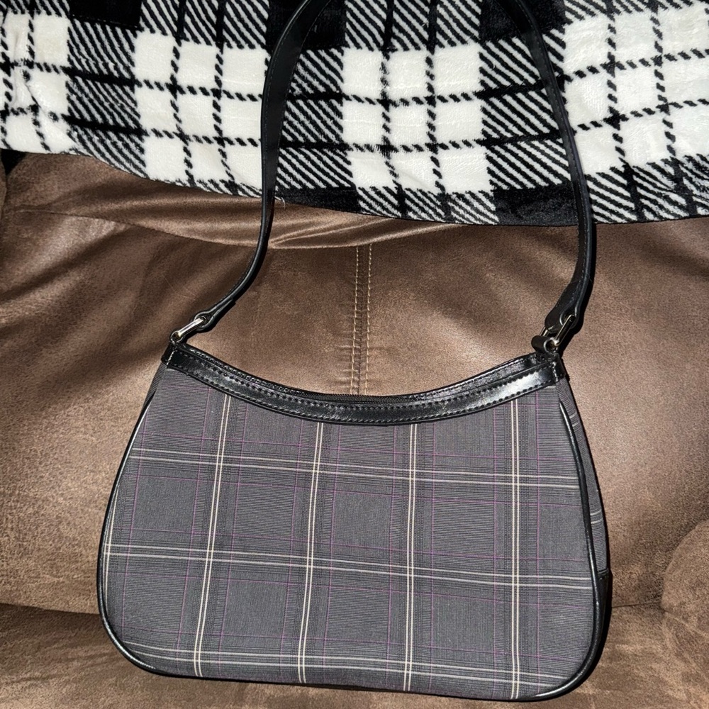 Liz Claiborne Black and Gray Plaid Shoulder Bag
